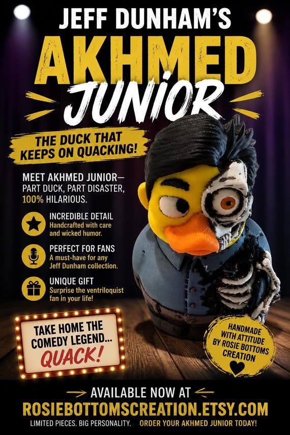 3D Printed J D Akhmed Junior Duck Figurine: Custom Character Art Toy