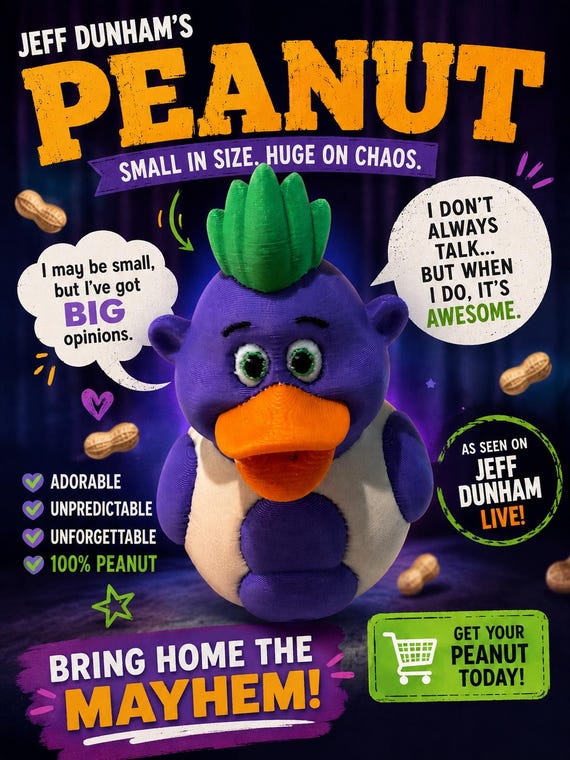 3D Printed J D Peanut Duck Figurine: Custom Character Art Toy