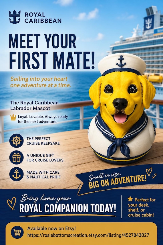 3D Printed Royal Caribbean Mascot Golden Retriever Collectible Toy