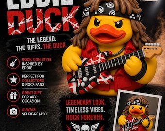 3D Printed Rock Star Eddie Duck Figurine: Custom Character Art Toy