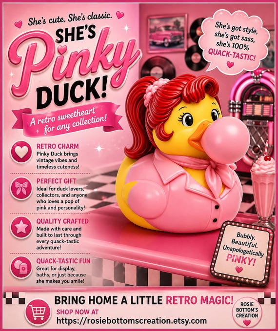 3D Printed Happy Days Pinky Duck Figurine: Custom Character Art Toy