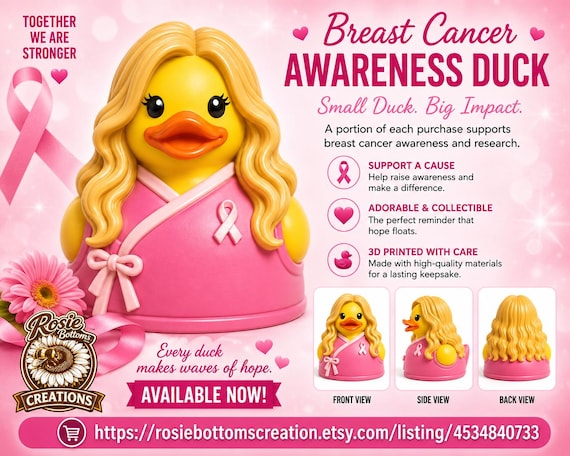 3D printed Breast Cancer Awareness Duck (a portion of the sales will be donated to help fight breast cancer in my mother’s name.)