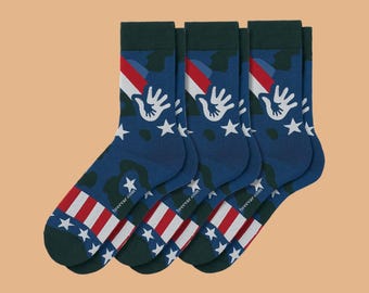 Paquete de 3 pares de calcetines de colección con diseños artísticos – Veteranos y familias militares