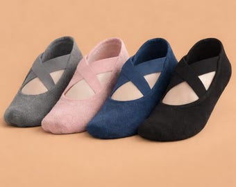 Pack de 4 pares de calcetines antideslizantes para pilates para mujer