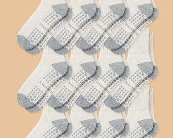Paquete de 12 pares de calcetines para mujer para trabajar desde casa, con puño relajado y agarre antideslizante.