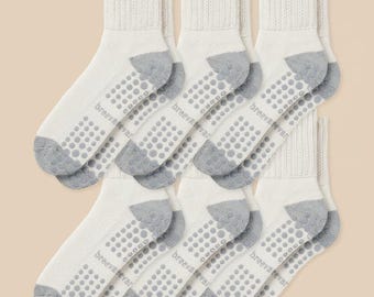 Paquete de 6 pares de calcetines para mujer para trabajar desde casa, con puño relajado y agarre antideslizante.