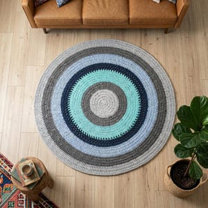 Modern Striped Crochet Rug Pattern, Bulky Yarn Floor Decor (PDF Pattern)