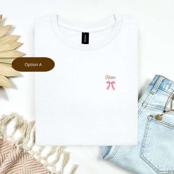 Personalized name in 3 fonts with ribbon, T-Shirt by ModeComeTrue