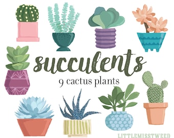 9 suculentas clip art suculentas, cactus, suculentas, imágenes prediseñadas de cactus, descarga digital suculentas en macetas Canva suculentas Canva cactus
