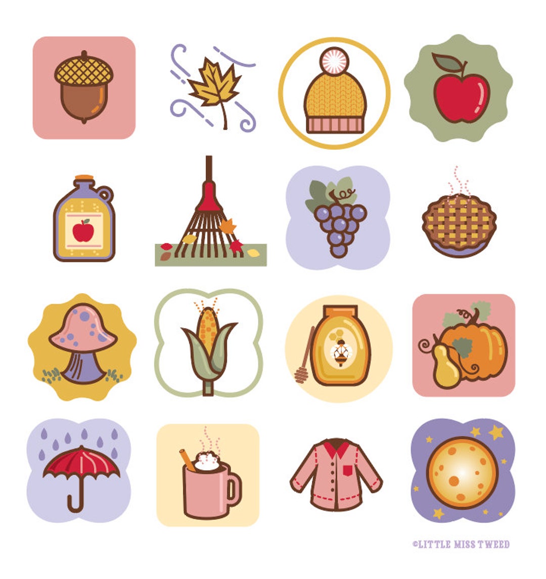 Autumn Vector Graphics,fall Digital Download, Autumn Icons ...