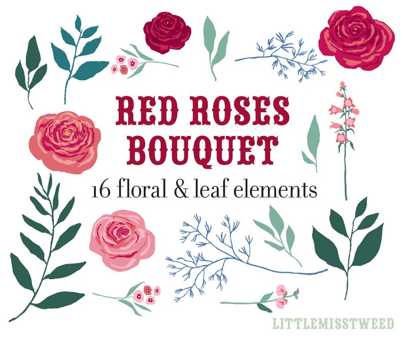 Floral Clipart Red Roses Bouquet Flower Png File Free Etsy etsy