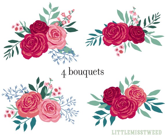 Clipart Fleurs Roses Rouges Bouquet Fleur Png File Gratuit Commercial Utiliser Téléchargement Numérique Png Fond Transparent