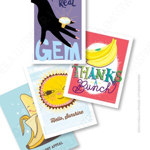 Lot de 4 cartes de vœux : papier cartonné PREMIUM, bonjour soleil, carte de voeux soleil, carte de voeux positivité, carte de voeux bonheur, merci