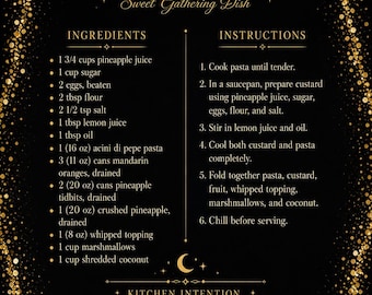 Frog Eye Salad Recipe Printable | Vintage Witchy Boho Kitchen Art (Digital Download)