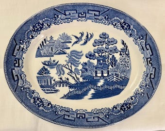 12" Oval Serving Platter Willow Blue, Johnson Brothers