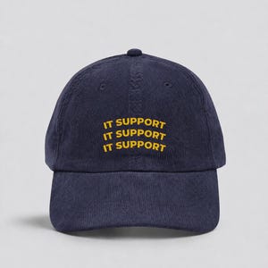 IT Support Hat Tech Support Gift Minimalist Embroidered Corduroy Cap For IT Professionals