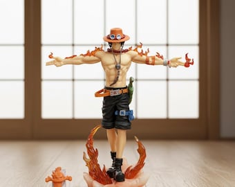 Statuetta di Portgas D. Ace di One Piece - Pugno di Fuoco con Effetto Fiamma, 28 cm, in PVC di alta qualità, oggetto da collezione anime, decorazione per scrivania manga, regalo per i fan