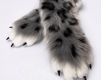 Faux Fur Snow Leopard Paws for Cosplay, Photoshoots – Realistic Plush Costume Accessory
