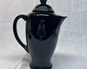 Vintage Black Fiestaware Kaffeeheber mit Deckel | Homer Laughlin Ausgelaufener Sammlertopf