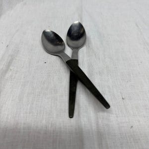 Vintage Ekco Eterna Epic skedar, MCM komposithandtag, rostfritt stål (set om 2)