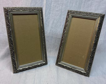Pair of Silver Tone Frames | Ornate Traditional Photo/Art Frames | Wall or Tabletop Display