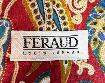 Vintage Louis Feraud Paris Red Paisley Silk Tie