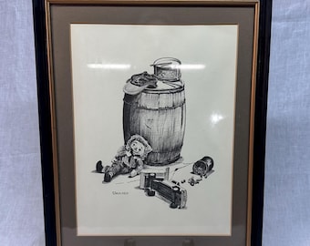 R Seited Andy Print mit Rahmen | Nostalgische Americana Wand Kunst | Bauernhaus Cottage Dekor | Kinderzimmer Dekor