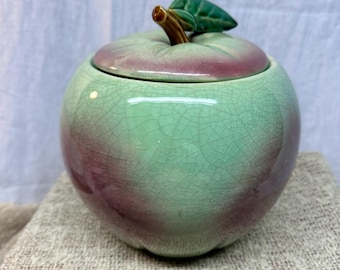 McCoy Blushing Apple-Keksdose | Vintage 1950er Jahre Keramik | Americana Bauernhaus Küche Dekor