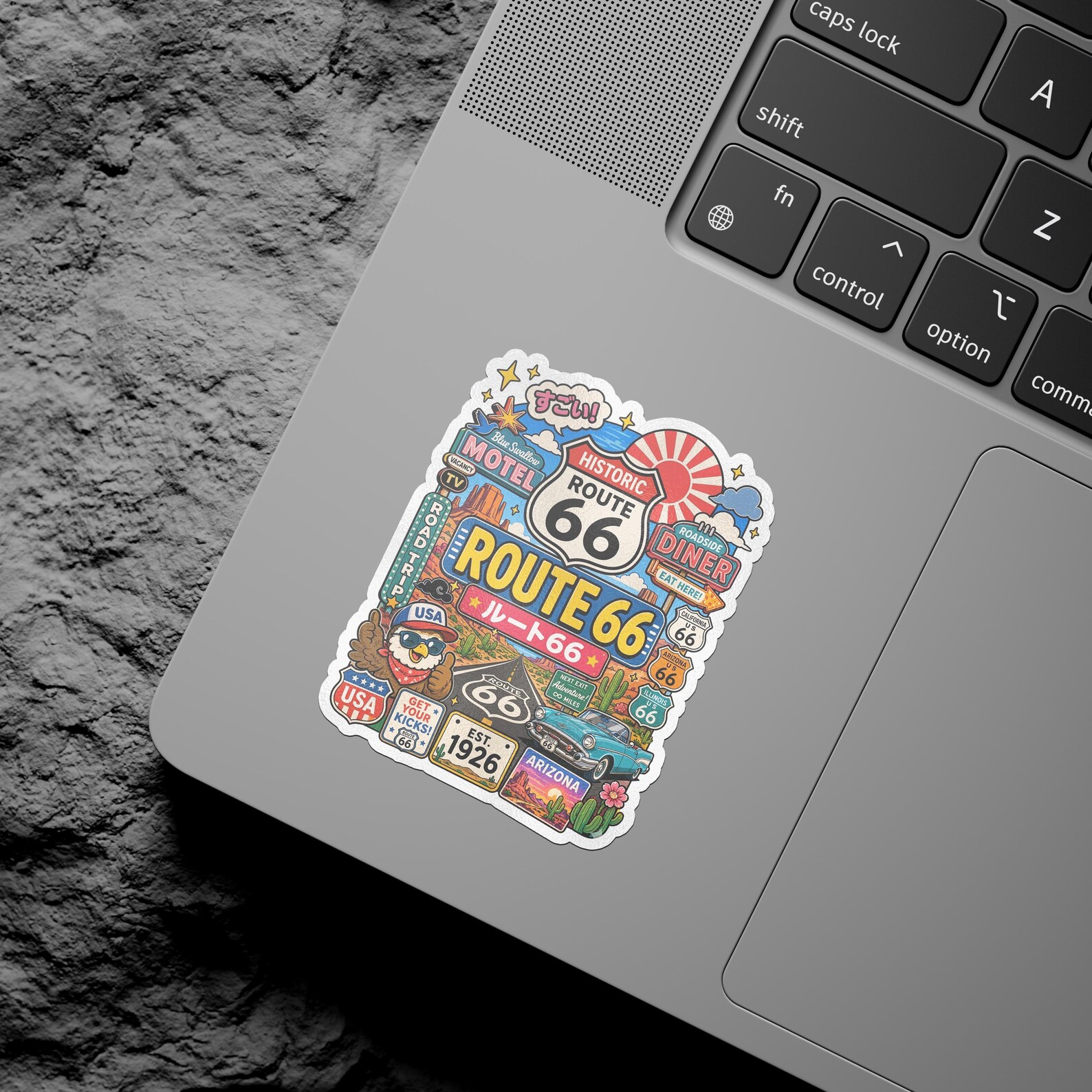 Route 66 Sticker, Road Trip Sticker, Retro Travel Decal, Japanese Pop ...