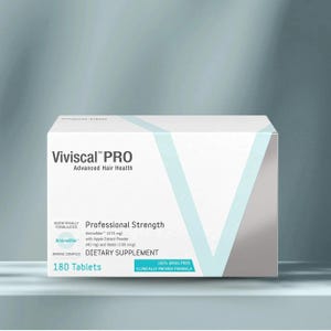 May include: A white box of Viviscal PRO Advanced Hair Health dietary supplements. The box features the text "Viviscal PRO" and "180 Tablets". The box also includes information about the ingredients and the product's professional strength.
