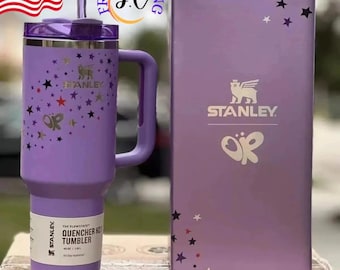 Purple Stars 40oz Travel Tumbler with Gift Box – Limited Edition Insulated Cup with Handle