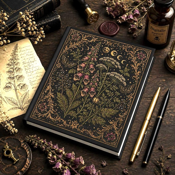 Foxglove Gothic Journal | Poison Garden Dark Academia | Victorian Botanical Hardcover | Witchy Writing Notebook