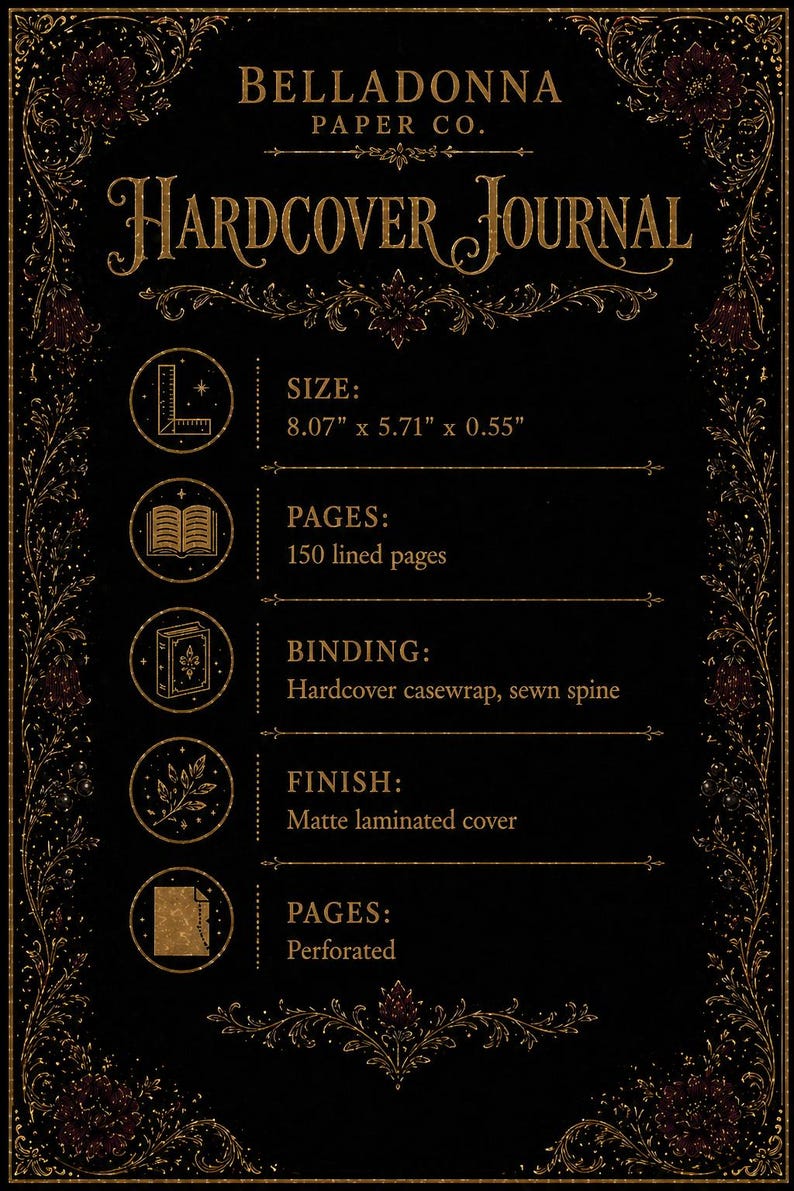 Foxglove Gothic Journal | Poison Garden Dark Academia | Victorian Botanical Hardcover | Witchy Writing Notebook image 3
