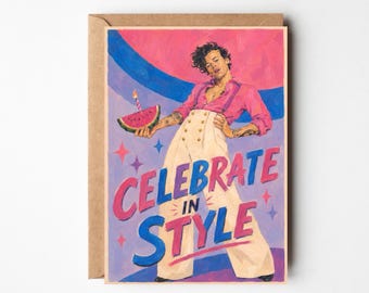 Harry Styles Birthday Card, Celebrate In Style, Fine Line, A6 Card