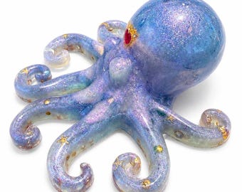 Moonlit Jewel Octopus Resin Figurine | Handmade Ocean Decor | Fantasy Octopus Sculpture