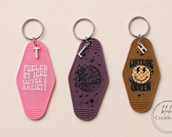 Coffee + Keys Kollektion | Retro motel Schlüsselanhänger für Kaffee-Liebhaber, Caffeine Girl Accessoires & niedliche Taschenanhänger