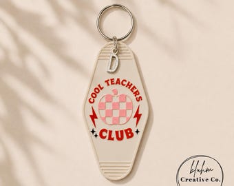 Cooler Lehrer-Verein Schlüsselanhänger mit Initial Anhänger | Retro Hotel Schlüsselanhänger | Geschenke für Lehrer | Neue Lehrer | Lehrer Wertschätzung