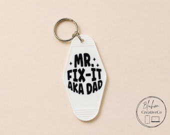 Vatertags-Schlüsselanhänger | Mr. Fix It Dad Schlüsselanhänger | Geschenke für Papa | Weiß, Retro Schlüsselanhänger