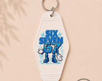 Blauer Cartoon “67” Schlüsselanhänger | Geschenke für Kinder | Trendy Sex Sieben