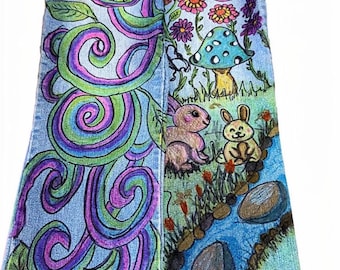 Customized Illustrated Jeans. Price varies depending on complexity of design and youth and adult sizes.