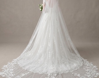 Fairy Bridal Veil 3D Flowers Pearls Lace Tulle Handmade Wedding Veil One Tier Chapel Cathedral Custom Bride Veil 2026