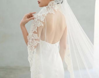 Custom Cathedral Mantilla Wedding Veil 3M Full Lace Edge One Tier Bridal Veil Elegant Lace Veil Wedding Accessories 2026 Bride Veil