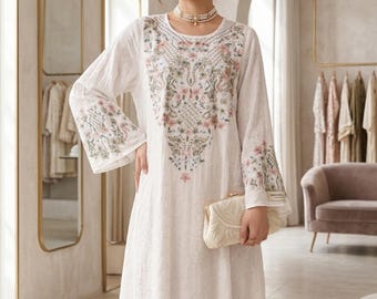 Elegant Eid Abaya Dress, Muslim Jalabiya Ramadan Dress, Embroidered Arab Kaftan, Dubai Moroccan Long Party Dress, Modest Maxi Gown