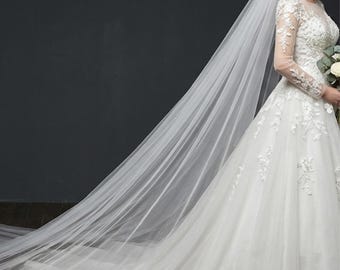 Soft Tulle Wedding Veil 3M 5M White Ivory Bridal Veil with Comb Long Cathedral Veil Bride Headwear Wedding Accessories 2026