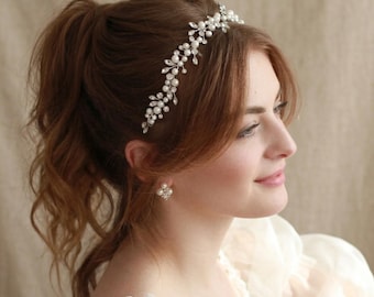 Pearl Crystal Bridal Headband Handmade Wedding Hair Accessory Rhinestone Luxury Hair Jewelry Tiara Women Prom Bridal Crown