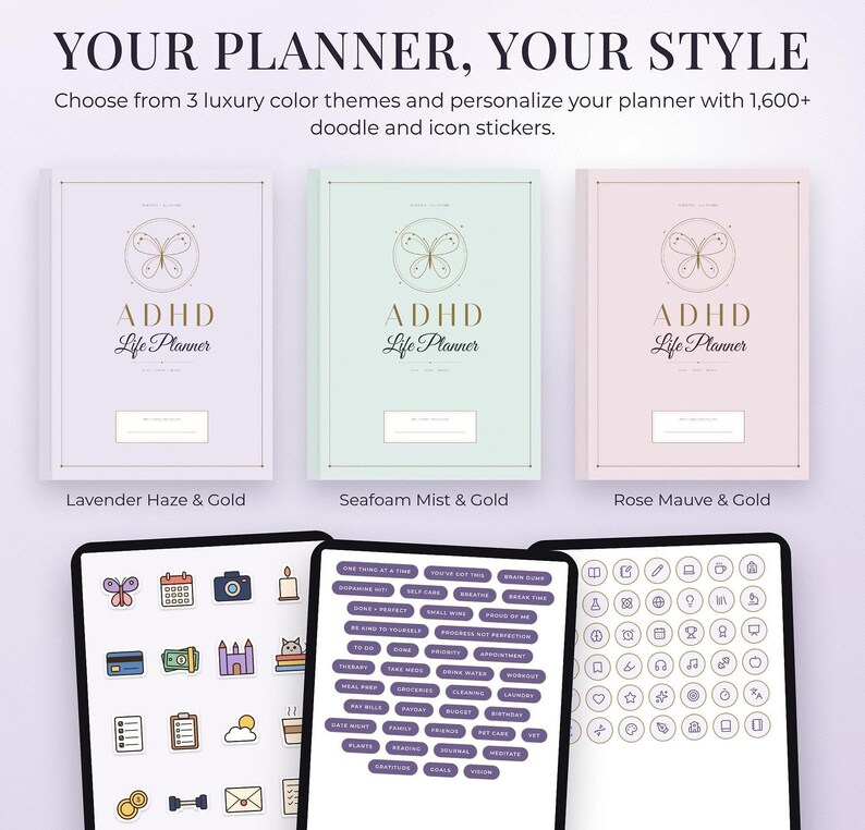 Adhd Digital Planner, Undated 110-page Hyperlinked Life for iPad and ...