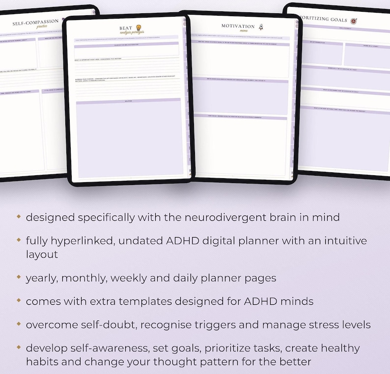 Adhd Digital Planner, Undated 110-page Hyperlinked Life for iPad and ...
