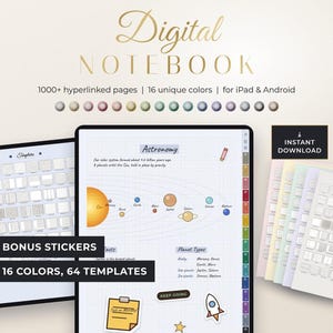 Cuaderno digital, 1042 páginas con hipervínculos en 16 colores de gemas.