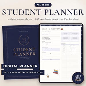 Agenda accademica per studenti, senza date, con link ipertestuali, 840 pagine e 1.597 adesivi.