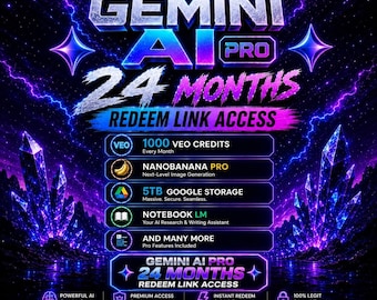 Accesso completo a Gemini Ai Pro per 24 mesi tramite link di riscatto (consegna immediata)